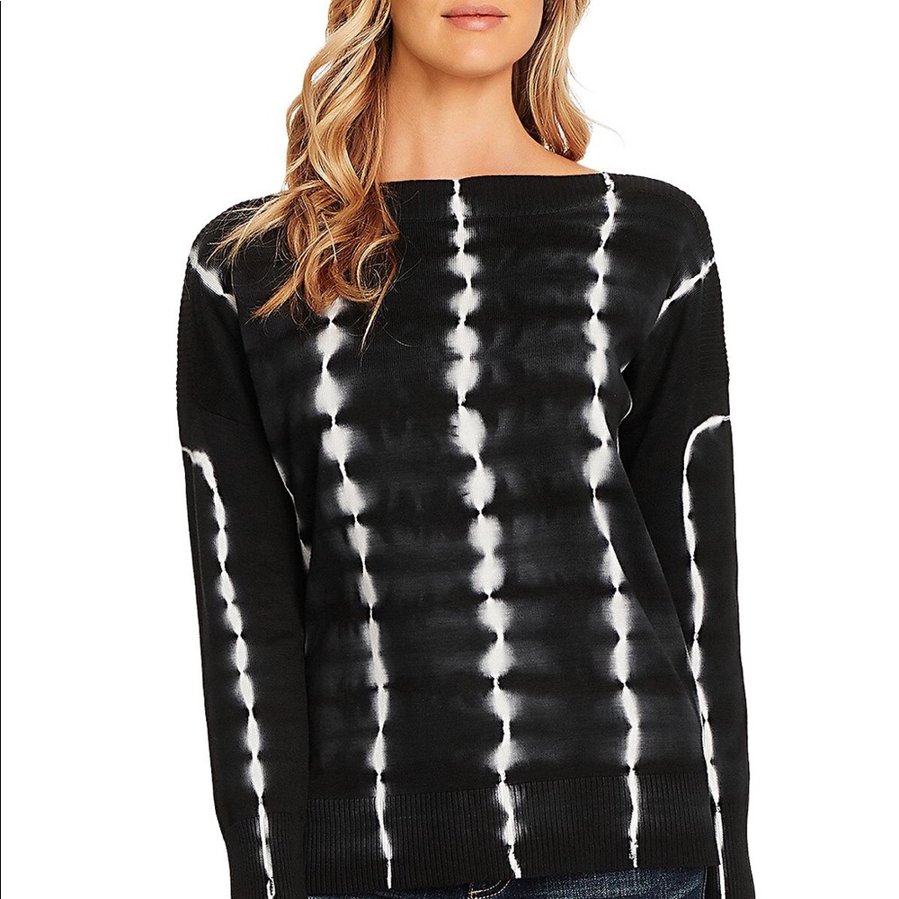 Boat Neck Tie-Dyed Sweater, Rich Black